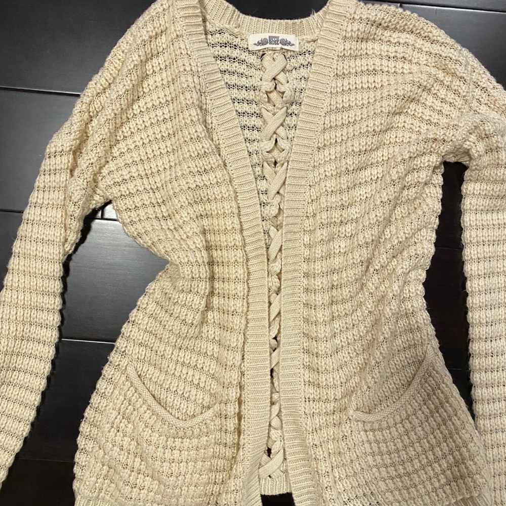 CREAM KNIT OPEN CARDIGAN